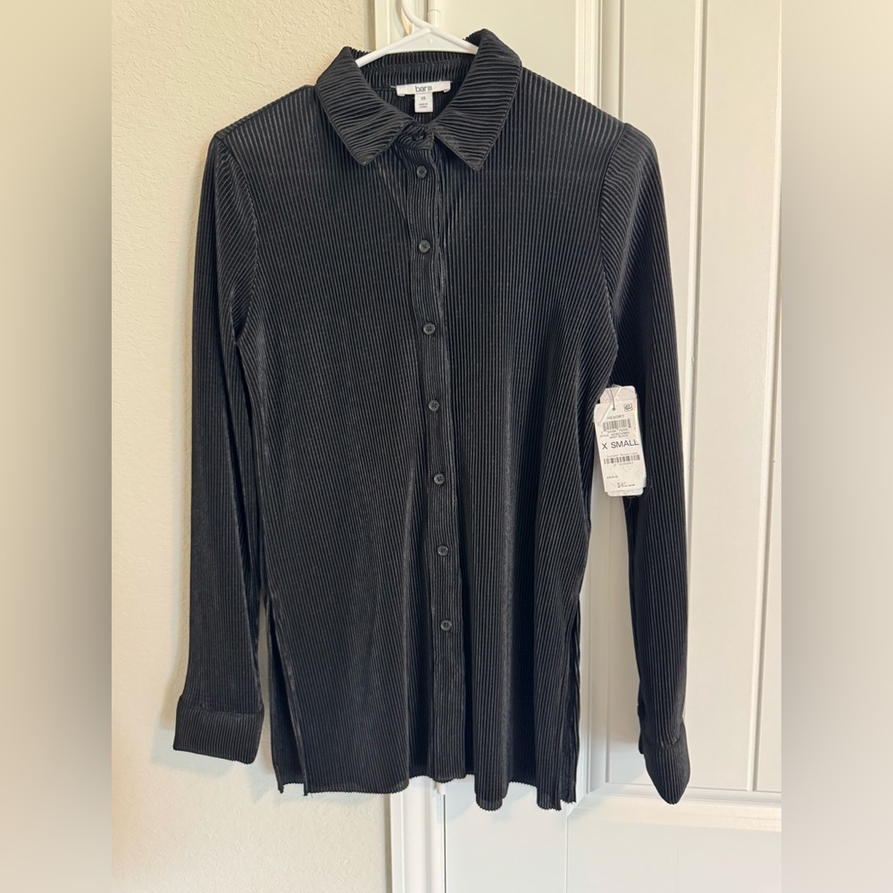 Bar III Black Casual Button Down Shirt